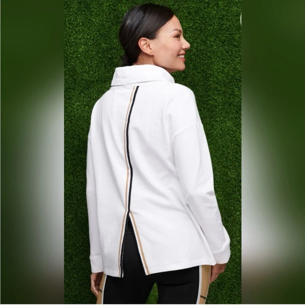 Talbots Classic White Cowl Neck Sweatshirt with drawstring size small